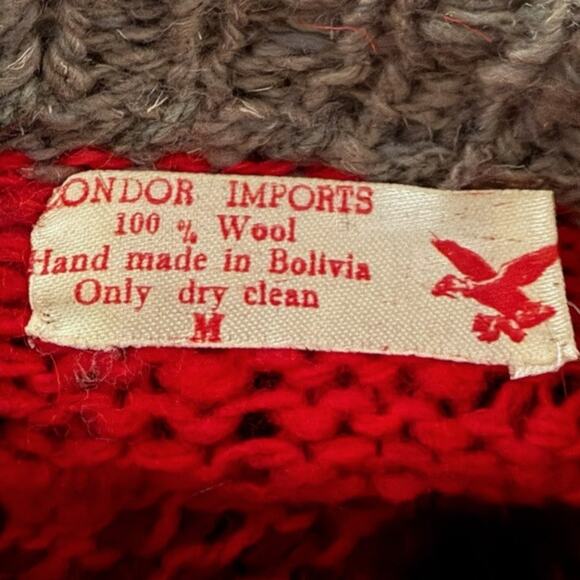 Vintage Hand Made Wool Kit Fair Isle Sweater Women's M Condor Imports Bolivia - Picture 3 of 3
